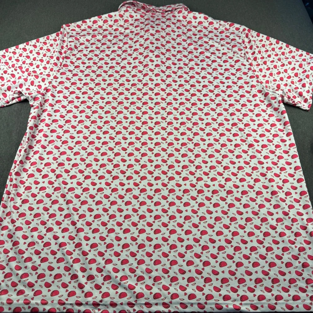 Bogey Bros Golf Co Mens XXL Taco Chili Pepper Print Performance Polo Shirt Pink - Picture 10 of 11